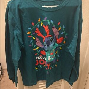 Disney Green Long Sleeve Tee with Stitch Design ‘Feelin Jolly’